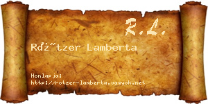 Rötzer Lamberta névjegykártya